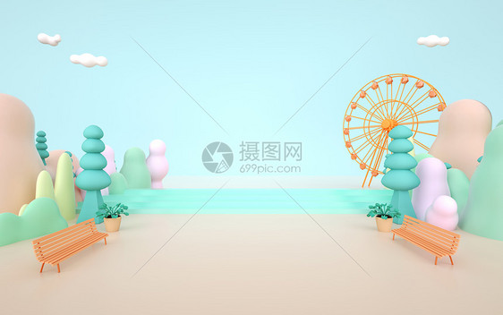 3D春天卡通场景图片