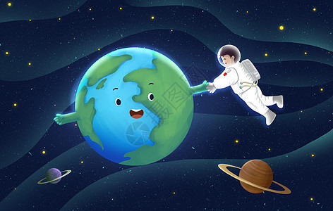 宇航员和地球握手图片