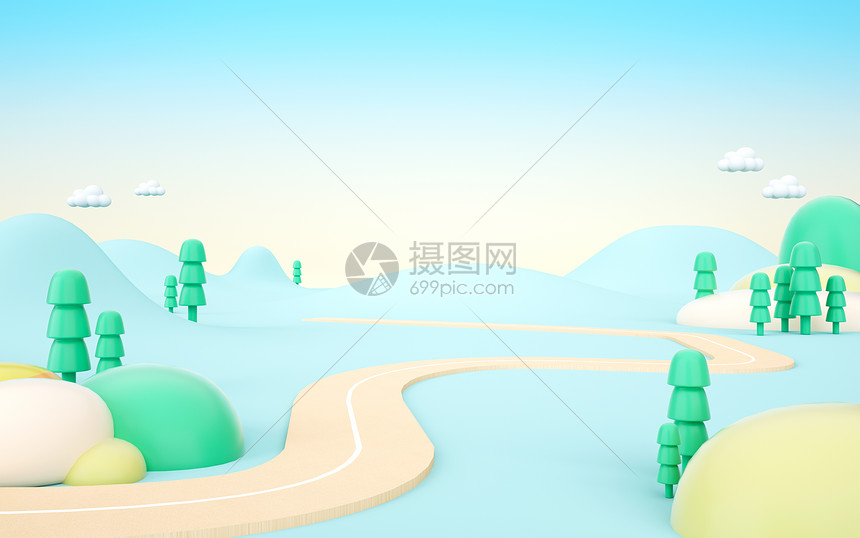 3D卡通春天场景图片