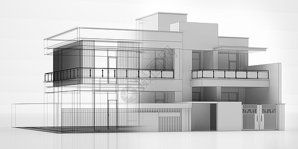 3D别墅模型背景图片