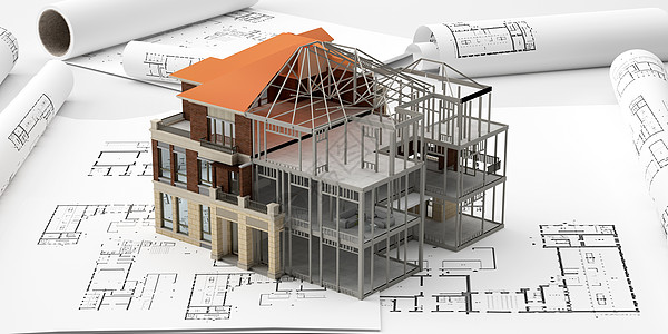 别墅施工建筑施工模型设计图片
