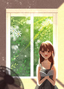 立夏窗台看书的少女手机壁纸图片