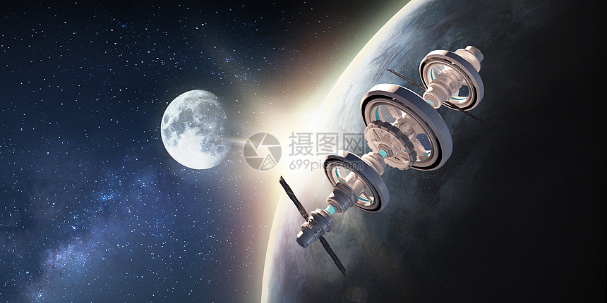 3D宇宙空间站场景图片