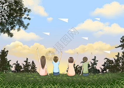 青年节放飞纸飞机背景图片