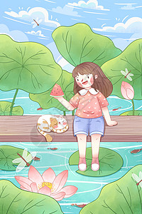 立夏手机海报立夏节气插画插画