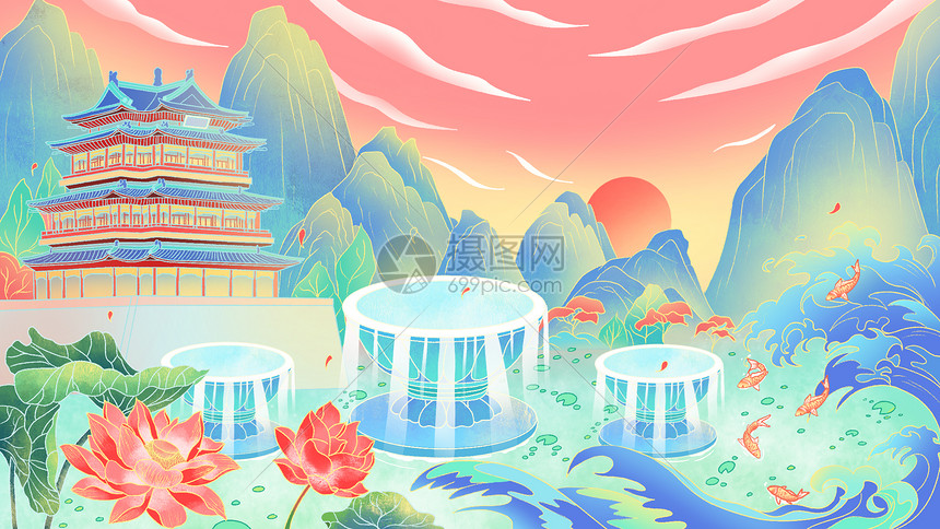 二十四节气立夏中国风插画图片