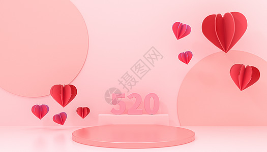 爱心蛋糕520立体电商背景设计图片