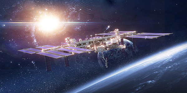 3D宇宙空间站场景背景图片
