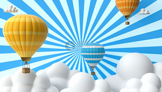 C4D热气球卡通背景图片