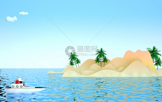 3D夏日旅行场景图片