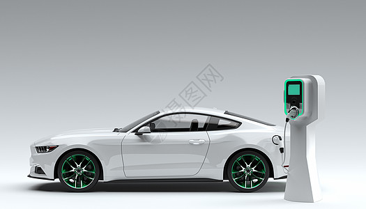 银色汽车3D新能源汽车设计图片