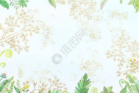 石灰纹理金箔植物背景设计图片