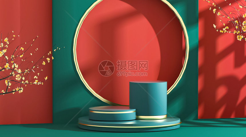 电商国潮C4D背景图片素材-正版创意图片401922731-摄图网