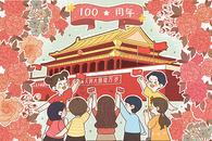 建党100周年插画图片