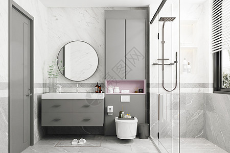 大理石浴室北欧卫浴空间设计设计图片
