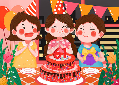 小孩子过生日抓周插画