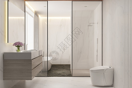 大理石浴室极简现代卫浴设计设计图片