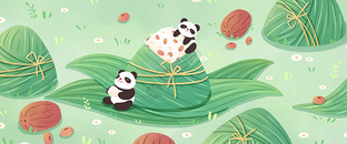 端午节粽子与熊猫banner插画图片