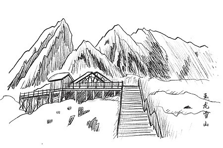 国内旅游景点速写云南玉龙雪山背景图片