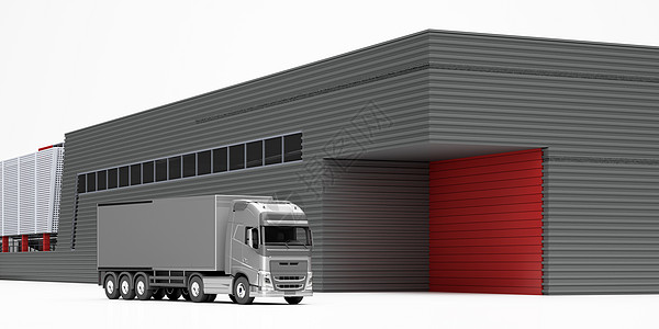大型卡车3D仓库场景设计图片