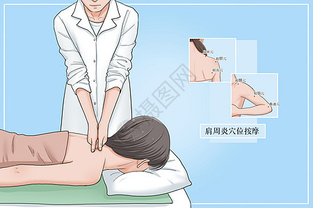 肩周炎穴位按摩医疗插画图片