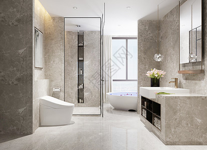 浴室大理石现代卫浴空间设计设计图片