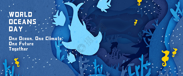世界海洋日环保海洋污染保护水资源banner插画背景图片