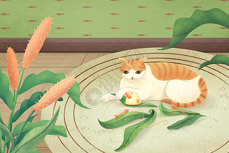 偷吃粽子的橘猫图片
