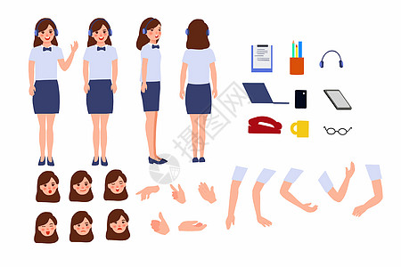 女人手商务办公女性客服人物MG动画组件插画