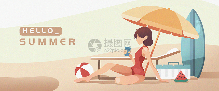 清凉夏日沙滩泳衣banner图片