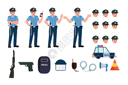 青年男警察MG动画组件插画