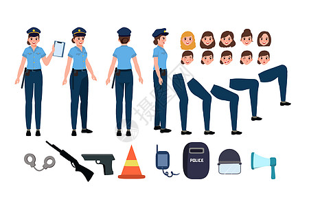 女警察卡通MG人物角色组件图片