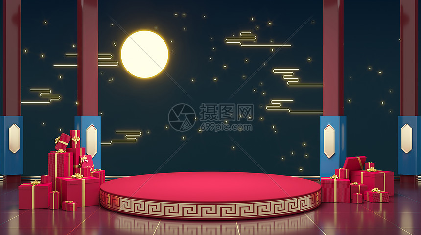 3d国潮展台图片素材 正版创意图片 摄图网