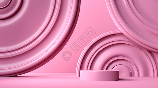 粉色几何抽象展台背景图片