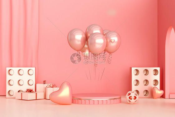 粉色情人节电商背景图片