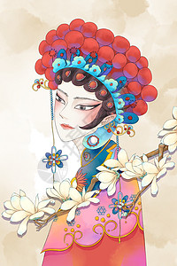 水彩风京剧插画图片