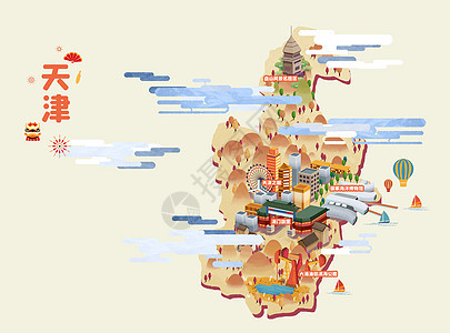 河北省旅游地图插画插画图片下载-正版图片401948536-摄图网