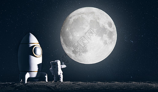 宇航员登月人类月球日设计图片