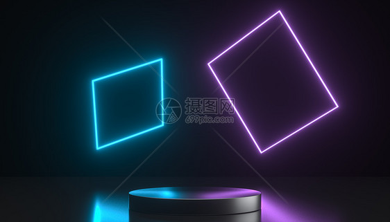 3D霓虹科技展台背景图片
