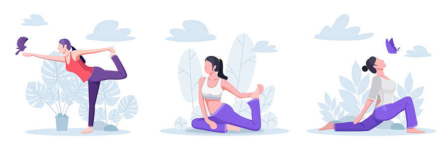 瑜伽人物健康瑜伽生活插画