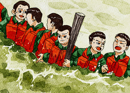 抗洪的武警战士图片素材