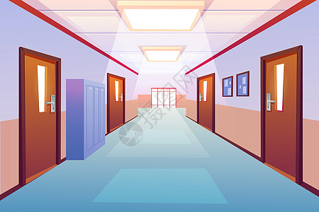 学校走廊文花插画