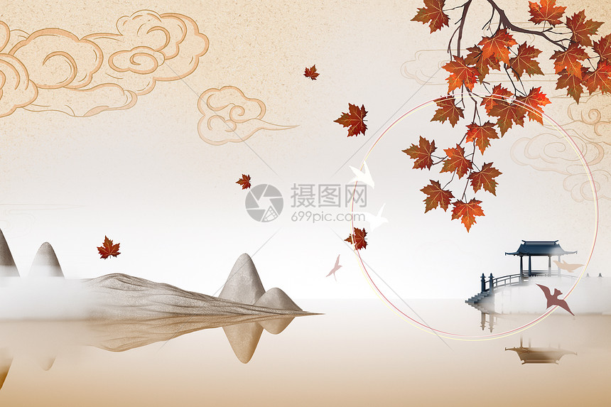 中国风秋天背景图片