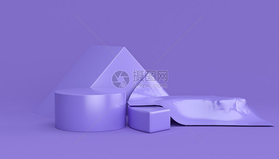 紫色几何展台图片