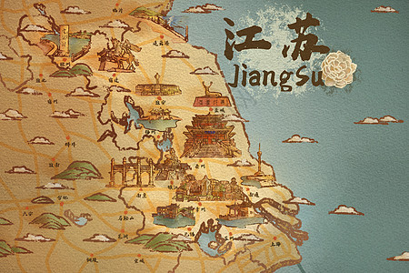 江苏省旅游插画地图图片