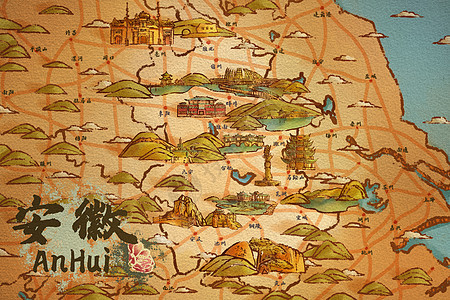 安徽省旅游插画地图图片