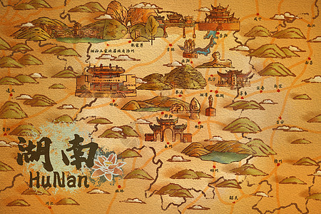 湖南省旅游插画地图图片