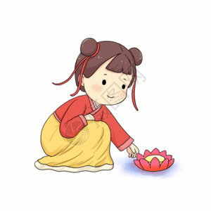 桥涵灯中元节放河灯gif高清图片