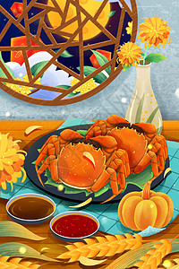 秋天传统美食大闸蟹图片
