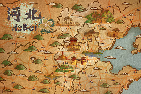 河北省旅游插画地图图片